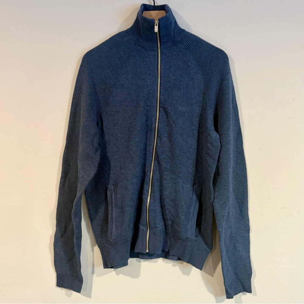 BENCH BLUE KNIT FULL ZIP SWEATER SIZE MEDIUM